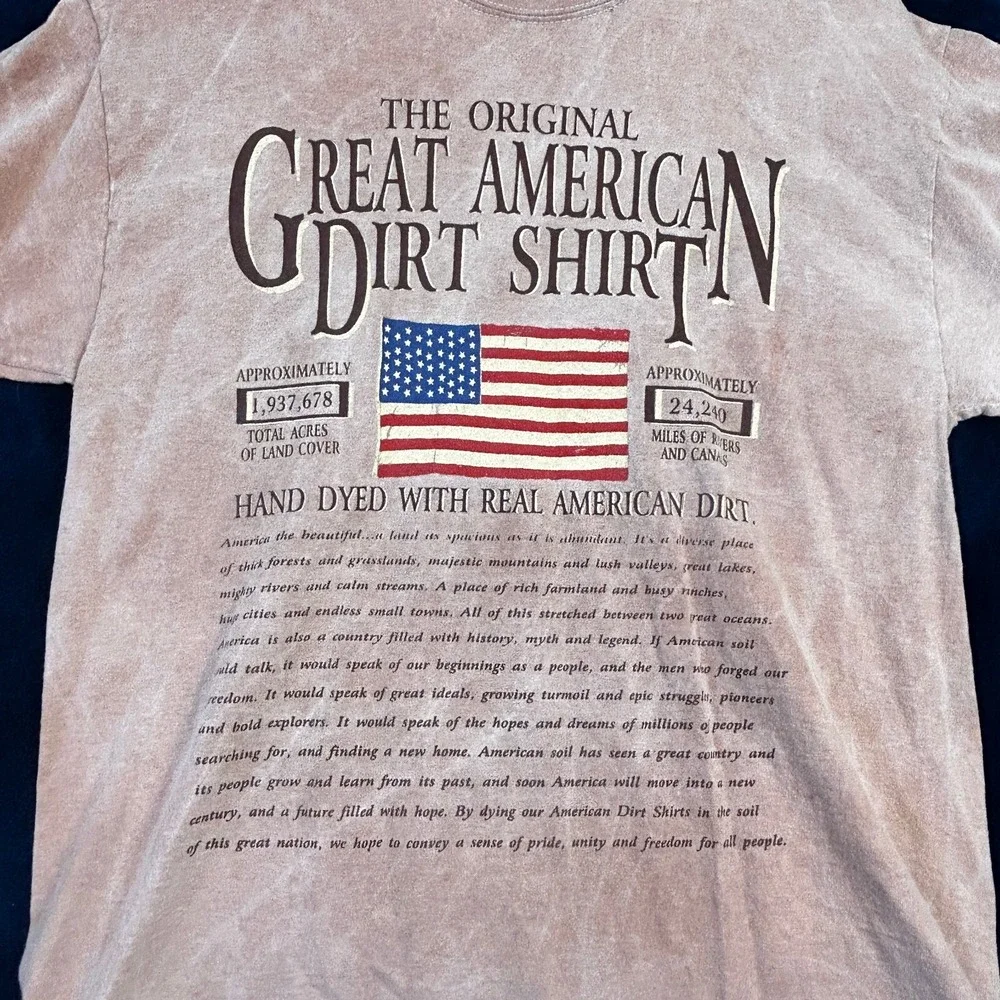 Vintage American Flag Remembrance Shirt‎ Rare Size M Dyed W/American Soil Hanes